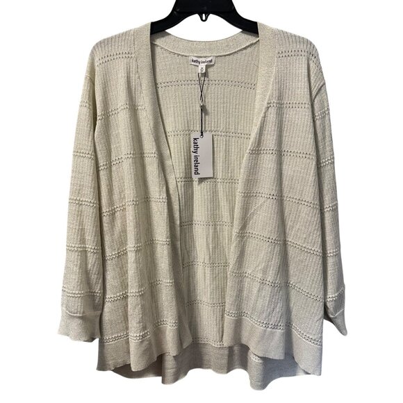 Kathy Ireland Womens Open Front Cardigan 3X Beige/Golf Rayon & Polyester Blend K - Picture 1 of 11